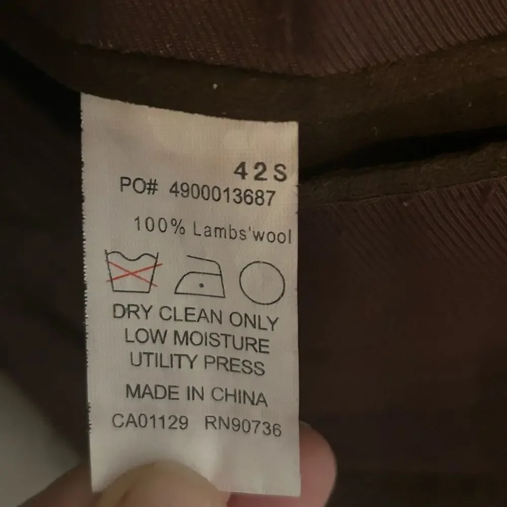 Michael kors brown gray checked 100% lambs wool sports coat blazer size 42S